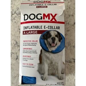 DOGMX Inflatable E Collar X Large Blue Pet Protective Neck Cone Post Surgery